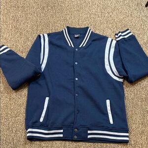 Men’s RING OF FIRE 💯 Polyester Navy Blue Varsity Jacket Sweater Size XL